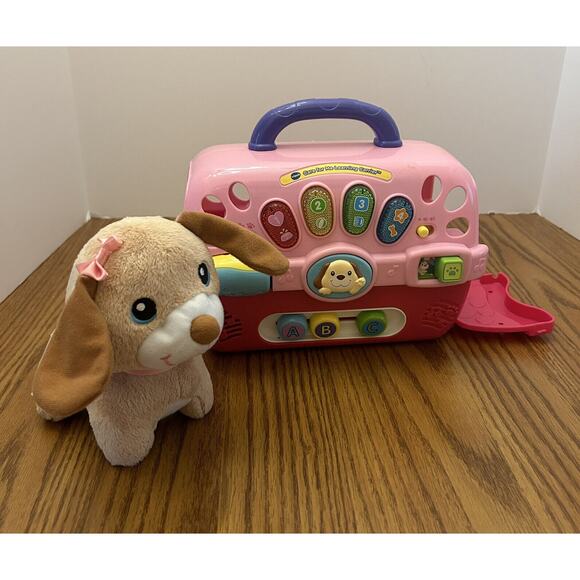 VTech Care For Me Learning Pet Carrier, Pink. Lights Sounds Interactive w/Dog - Picture 1 of 16